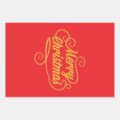 Elegant Merry Christmas Wrapping Paper - Red and G ラッピングペーパーシート (正面2)