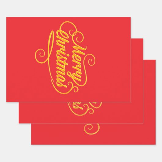 Elegant Merry Christmas Wrapping Paper - Red and G ラッピングペーパーシート (セット)