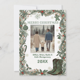 Elegant Merry Christmass Holiday Photo Card シーズンカード