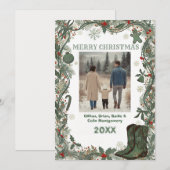 Elegant Merry Christmass Holiday Photo Card シーズンカード (正面/裏面)