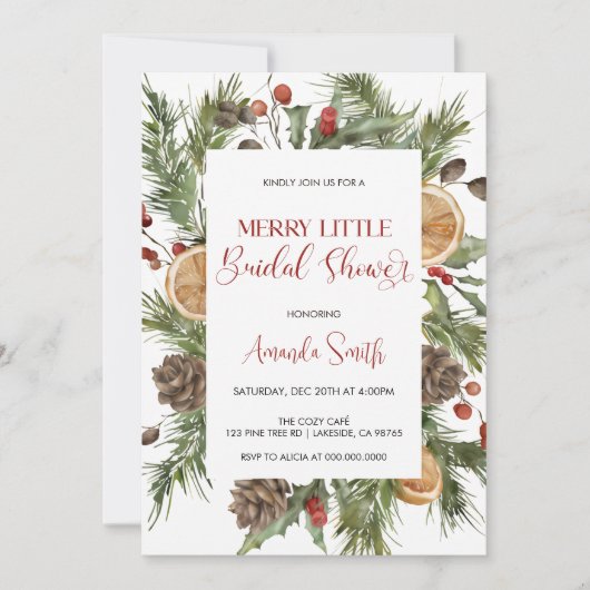 Elegant Merry little Bridal shower 招待状 (正面)