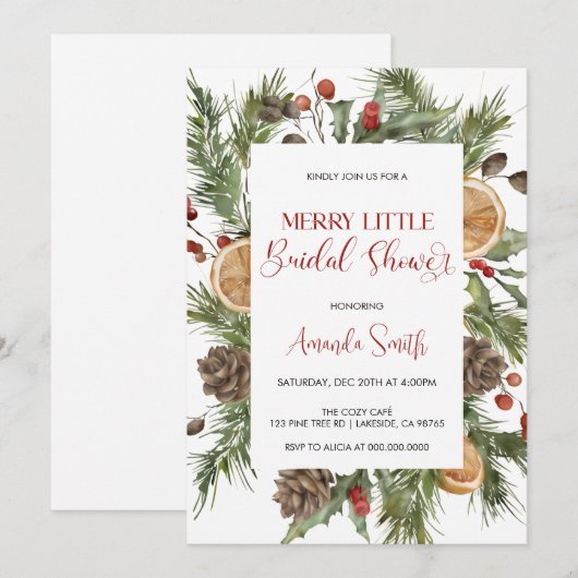 Elegant Merry little Bridal shower 招待状 (正面/裏面)