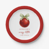 Elegant Merry Little Christmas Baby Shower ペーパープレート (正面)