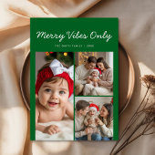 Elegant Merry Vibes Only Family Holiday Card シーズンカード