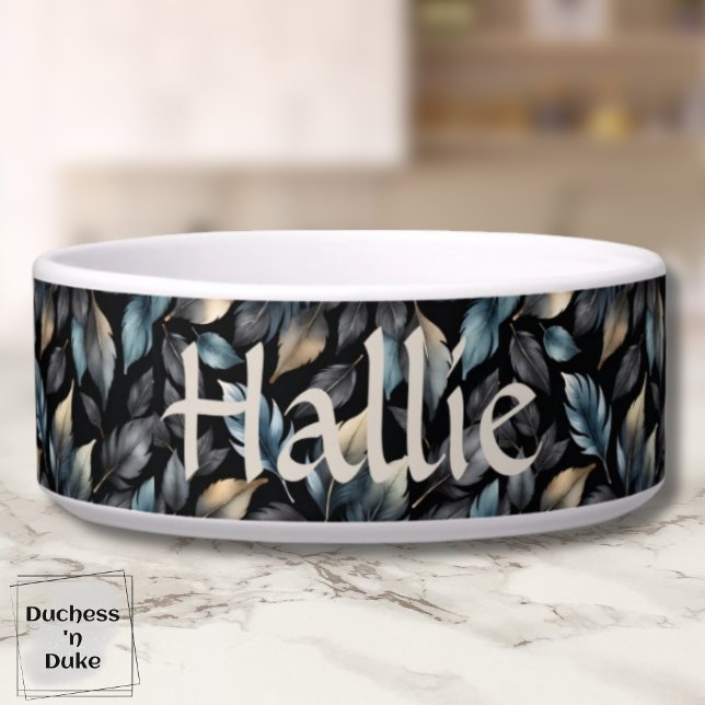 Elegant Metallic Botanical Leaves Personalized ボウル (Elegant Metallic Botanical Leaves Personalized Bowl)