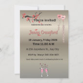 Elegant Metallic Bridal Shower Invitation | Cherry (正面)