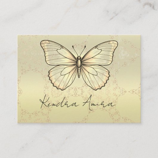 Elegant Metallic Classic Butterfly Business Card 名刺 (正面)