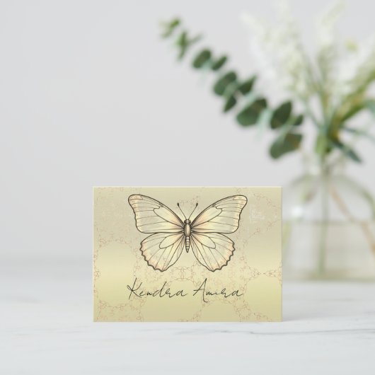 Elegant Metallic Classic Butterfly Business Card 名刺 (スタンド正面)