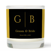 Elegant Metallic Gold Black Custom Wedding Candle