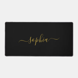 Elegant Metallic Gold Desk Mat Featuring Your Name デスクマット