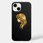 Elegant Metallic Gold Silhouette Profile Girl iPho Case-Mate iPhoneケース (裏面)