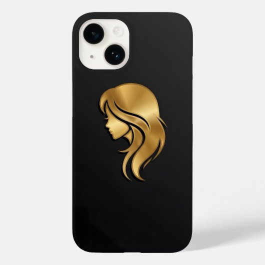 Elegant Metallic Gold Silhouette Profile Girl iPho Case-Mate iPhoneケース (裏面)