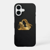 Elegant Metallic Gold Silhouette Selfie Girl iPhone 16ケース (裏面)