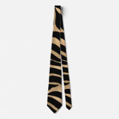 Elegant Metallic Gold Zebra Black Animal Print ネクタイ (正面)