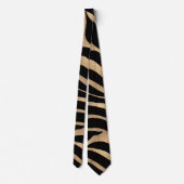 Elegant Metallic Gold Zebra Black Animal Print ネクタイ (裏面)