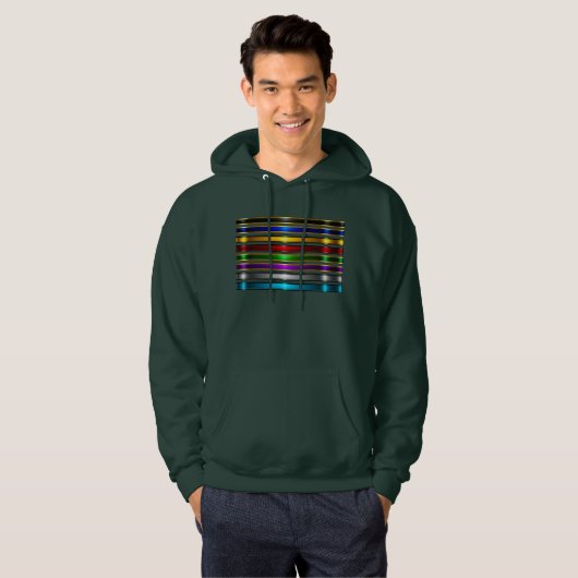 Elegant Metallic Gradient Stripes Design パーカ (正面フル)