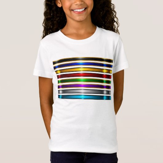 Elegant Metallic Gradient Stripes Design Tシャツ (正面)