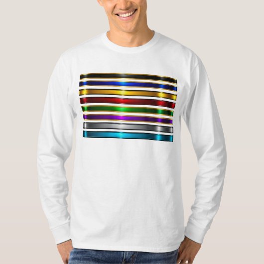 Elegant Metallic Gradient Stripes Design Tシャツ (正面)