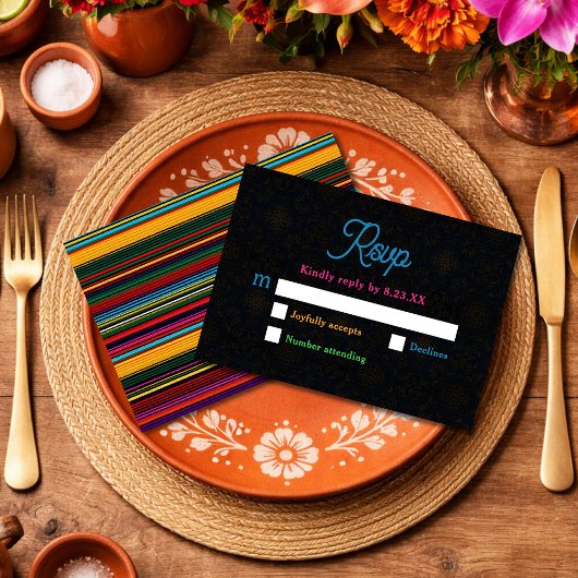 Elegant Mexican flowers wedding 出欠カード