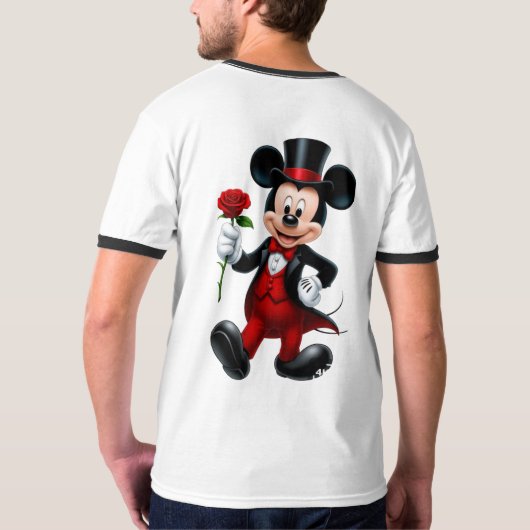Elegant Mickey Mouse Evening Rose T-Shirt Tシャツ (裏面)