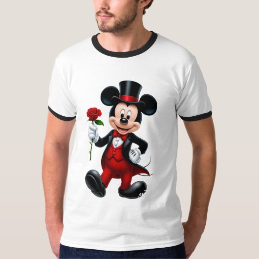 Elegant Mickey Mouse Evening Rose T-Shirt Tシャツ (正面)