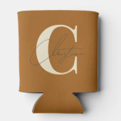 Elegant Mid-Century Modern Monogram Burnt Sand 缶クーラー (裏面)