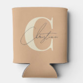 Elegant Mid-Century Modern Monogram Capri Blue 缶クーラー (裏面)