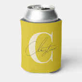 Elegant Mid-Century Modern Monogram Dark Lemon 缶クーラー (缶裏面)