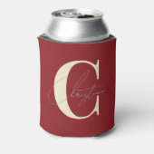 Elegant Mid-Century Modern Monogram Deep Cranberry 缶クーラー (缶裏面)