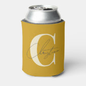 Elegant Mid-Century Modern Monogram Golden Ochre 缶クーラー (缶裏面)