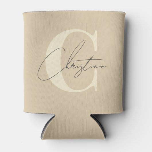 Elegant Mid-Century Modern Monogram Sand Dune 缶クーラー (正面)