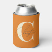 Elegant Mid-Century Modern Monogram Warm Citrus 缶クーラー (缶正面)