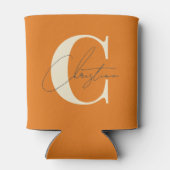 Elegant Mid-Century Modern Monogram Warm Citrus 缶クーラー (裏面)