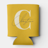 Elegant Mid-Century Modern Monogram Warm Sunflower 缶クーラー (裏面)