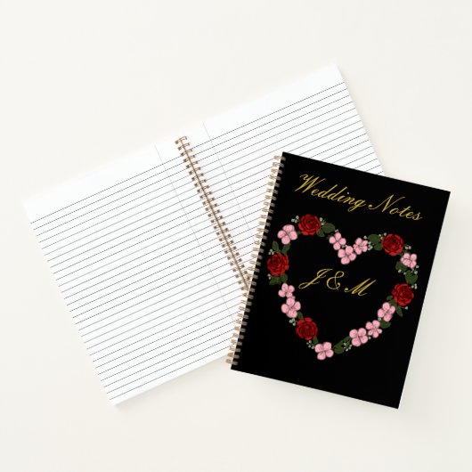 Elegant Midnight Black & Gold Wedding Planner Note ノートブック (内部)