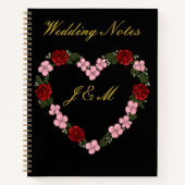 Elegant Midnight Black & Gold Wedding Planner Note ノートブック (正面)