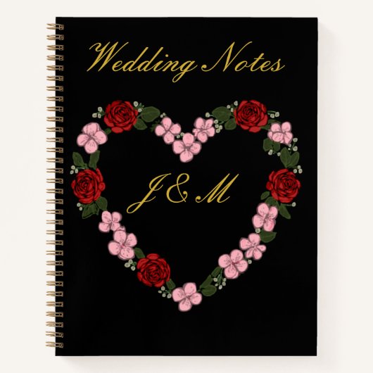 Elegant Midnight Black & Gold Wedding Planner Note ノートブック (正面)