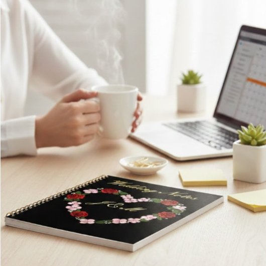 Elegant Midnight Black & Gold Wedding Planner Note ノートブック