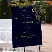 Elegant Midnight Celestial Wedding Welcome Sign ポスター