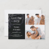 Elegant Midnight Rose Black & White Wedding Photo セーブザデート (正面)