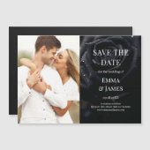 Elegant Midnight Rose Photo Save The Date Magnet (正面/裏面)
