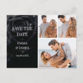 Elegant Midnight Rose Photo Wedding Save the Date 案内ポストカード (正面)