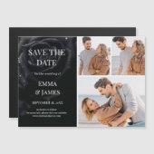 Elegant Midnight Rose Wedding Photo Save The Date マグネット招待状 (正面/裏面)