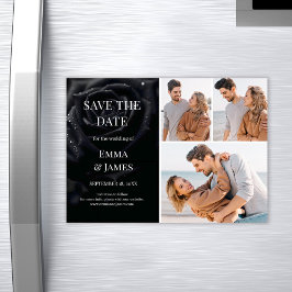 Elegant Midnight Rose Wedding Photo Save The Date マグネット招待状