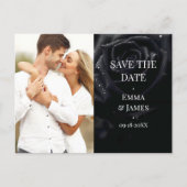 Elegant Midnight Rose Wedding Photo Save the Date 案内ポストカード (正面)