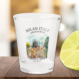 Elegant Milan Italy Cityscape Watercolor  ショットグラス