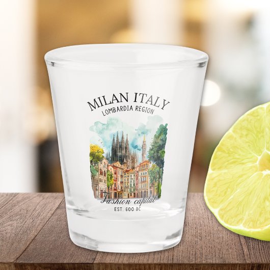 Elegant Milan Italy Cityscape Watercolor  ショットグラス