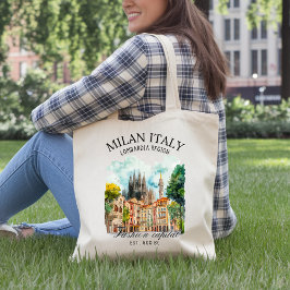 Elegant Milan Italy Cityscape Watercolor  トートバッグ
