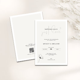 Elegant Mimimal Flower Nothing Fancy Wedding 招待状