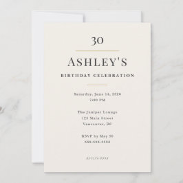 Elegant Minimal 30th Birthday Celebration 招待状